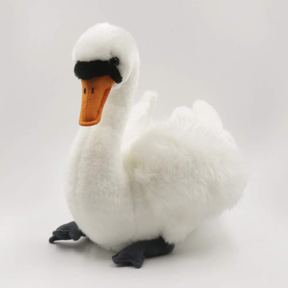 TAMMYFLYFLY swan plush toy close-up showing soft fur texture