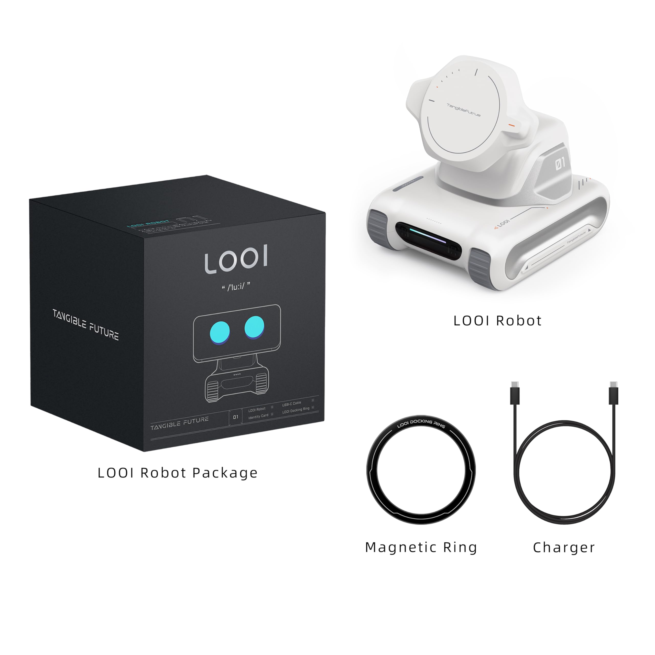 TangibleFuture LOOI 10W wireless charging pad enabling on desk powering