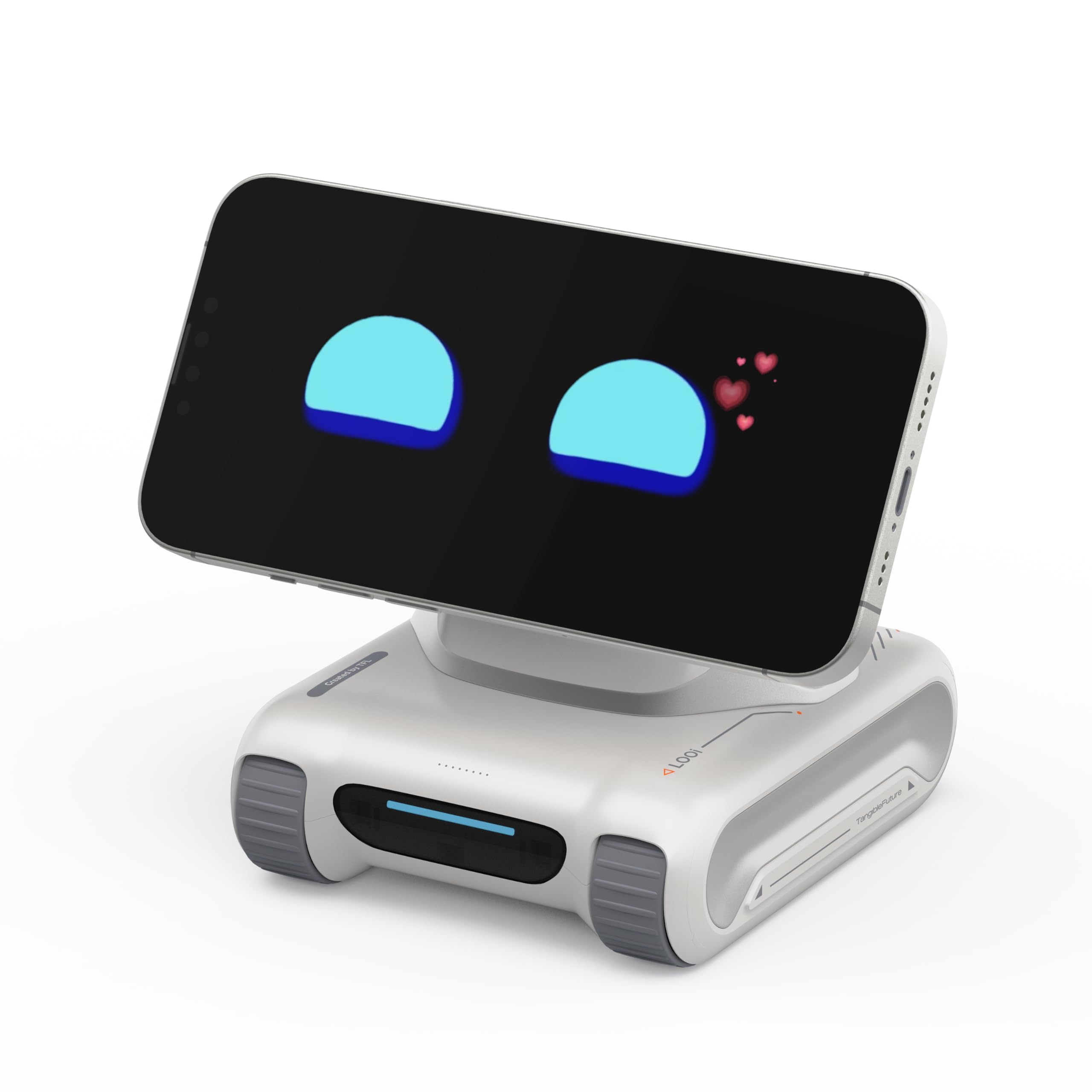 TangibleFuture LOOI front view in Starlight White, enhancing desk aesthetics and daily conversations