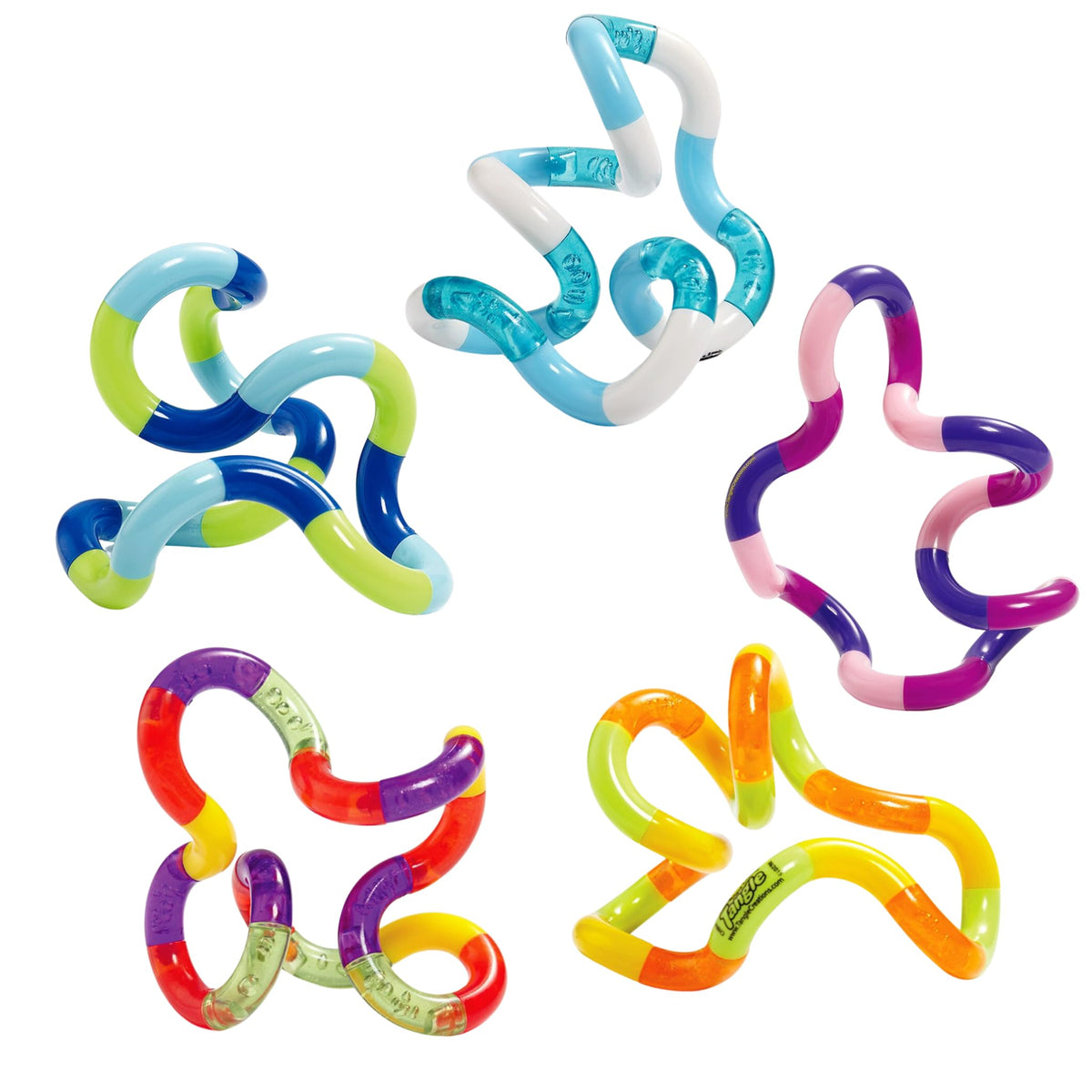 Tangle Jr Classic 5-pack twist: portable fidget for focus on the go.