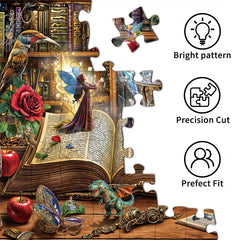TangMosaic Magic Book Puzzle: candlelit reading nook scene invites relaxing, stress-free puzzle sessions.