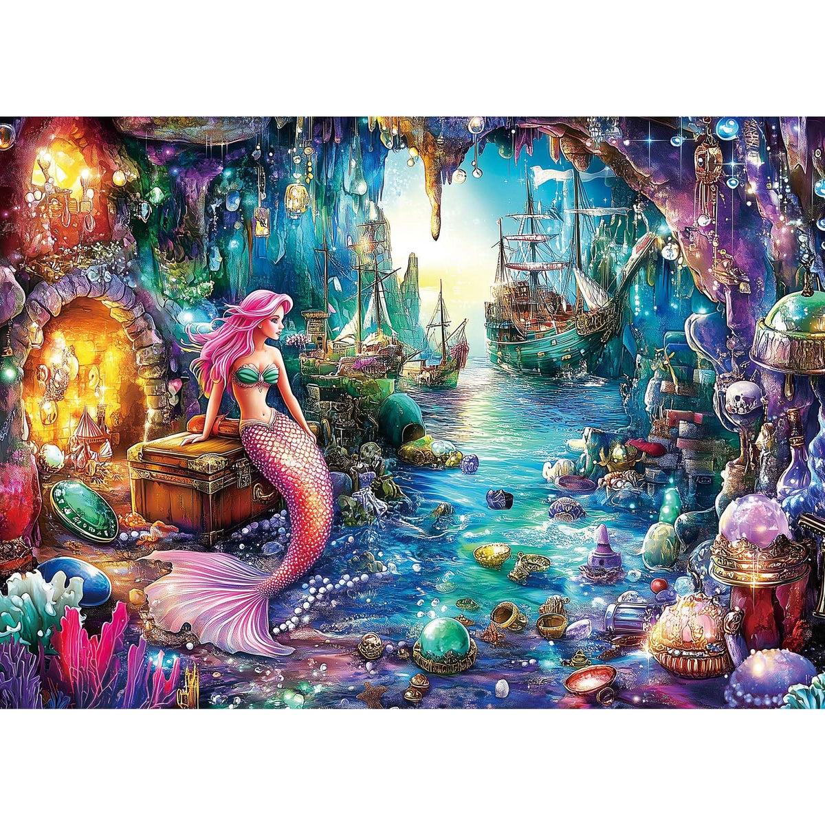 TangMosaic sea siren mermaid puzzle box; ideal for family nights.