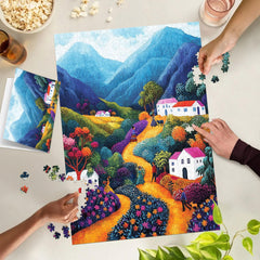 Finished TangMosaic Wild Adventure puzzle displayed on wall for decor