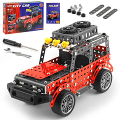 TANMGIN 288PCS metal model car kit with a durable metal body and rubber tires.