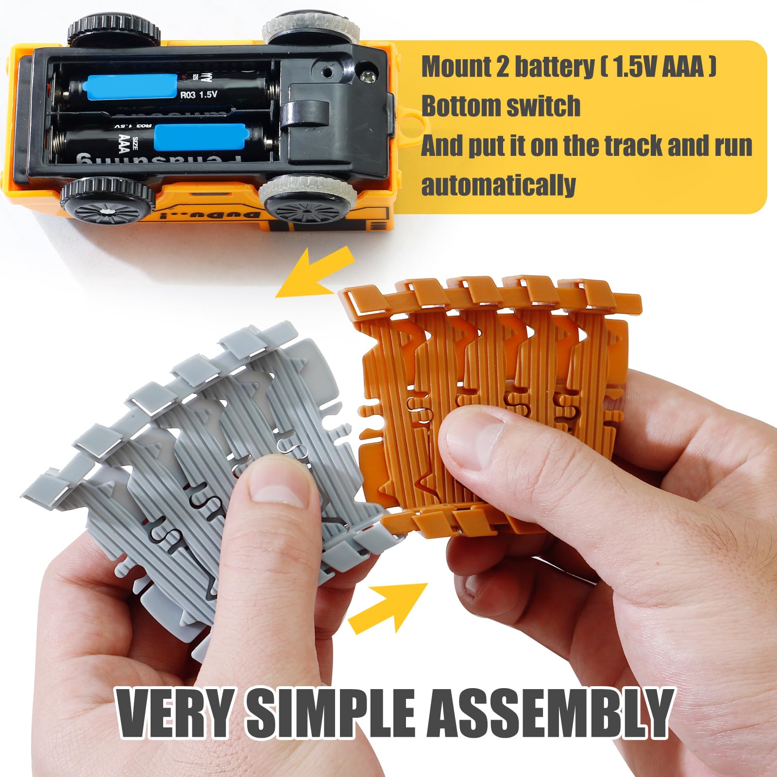TANMGIN engineering train engages kids with moving cars on track.