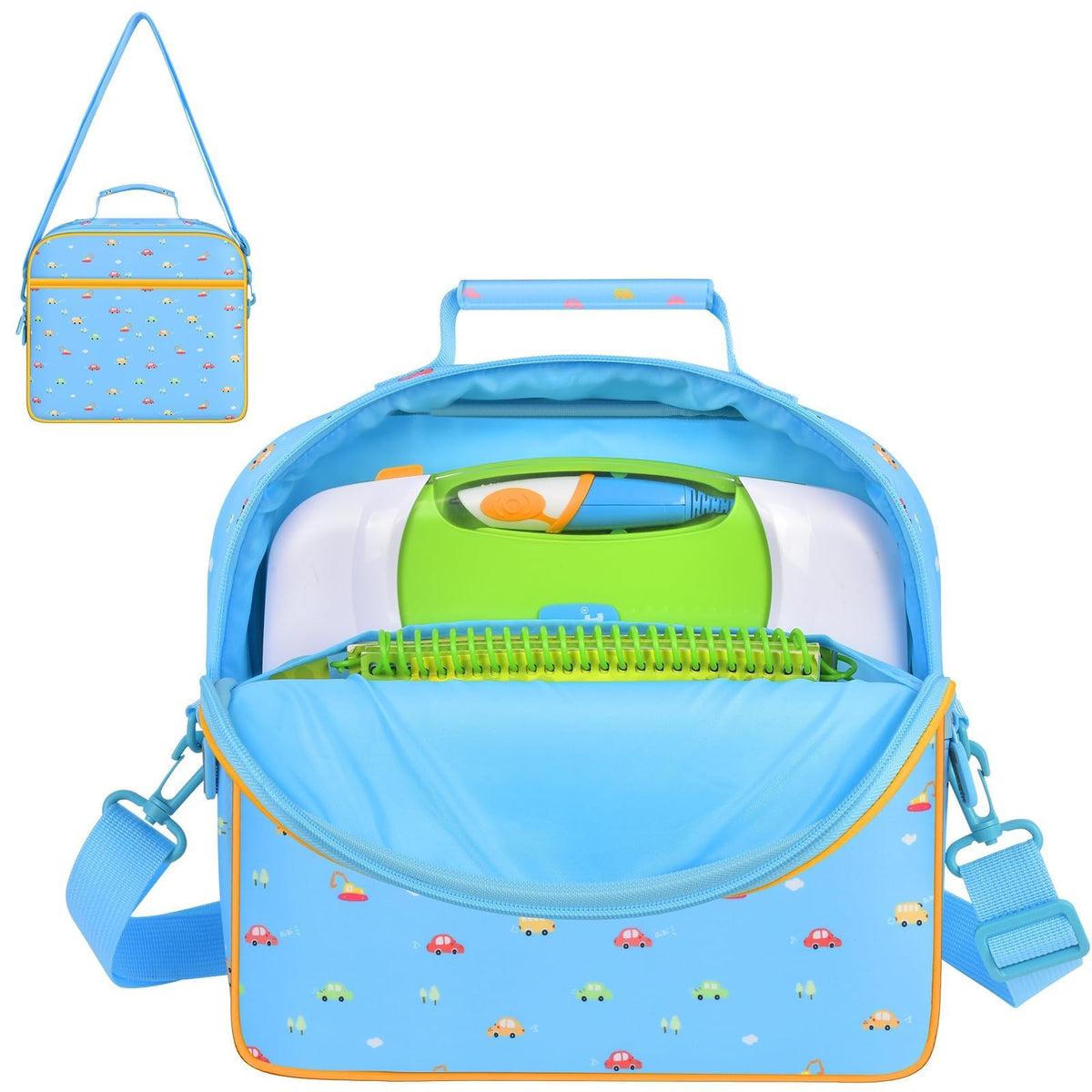 Tanmqin LeapStart bag front view, compact storage for on-the-go learning.