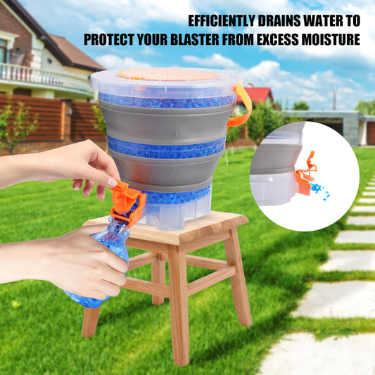 TANSAR foldable gel ball bucket in compact folded form for space-saving storage.