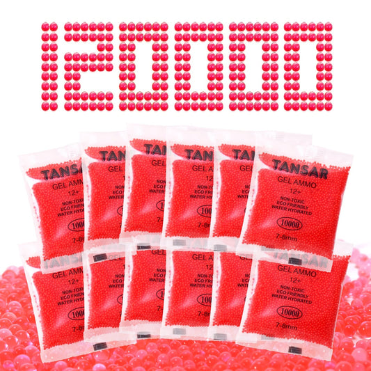 TANSAR gel ball ammo refill in a 12-pack for 7-8 mm gel blaster sessions.