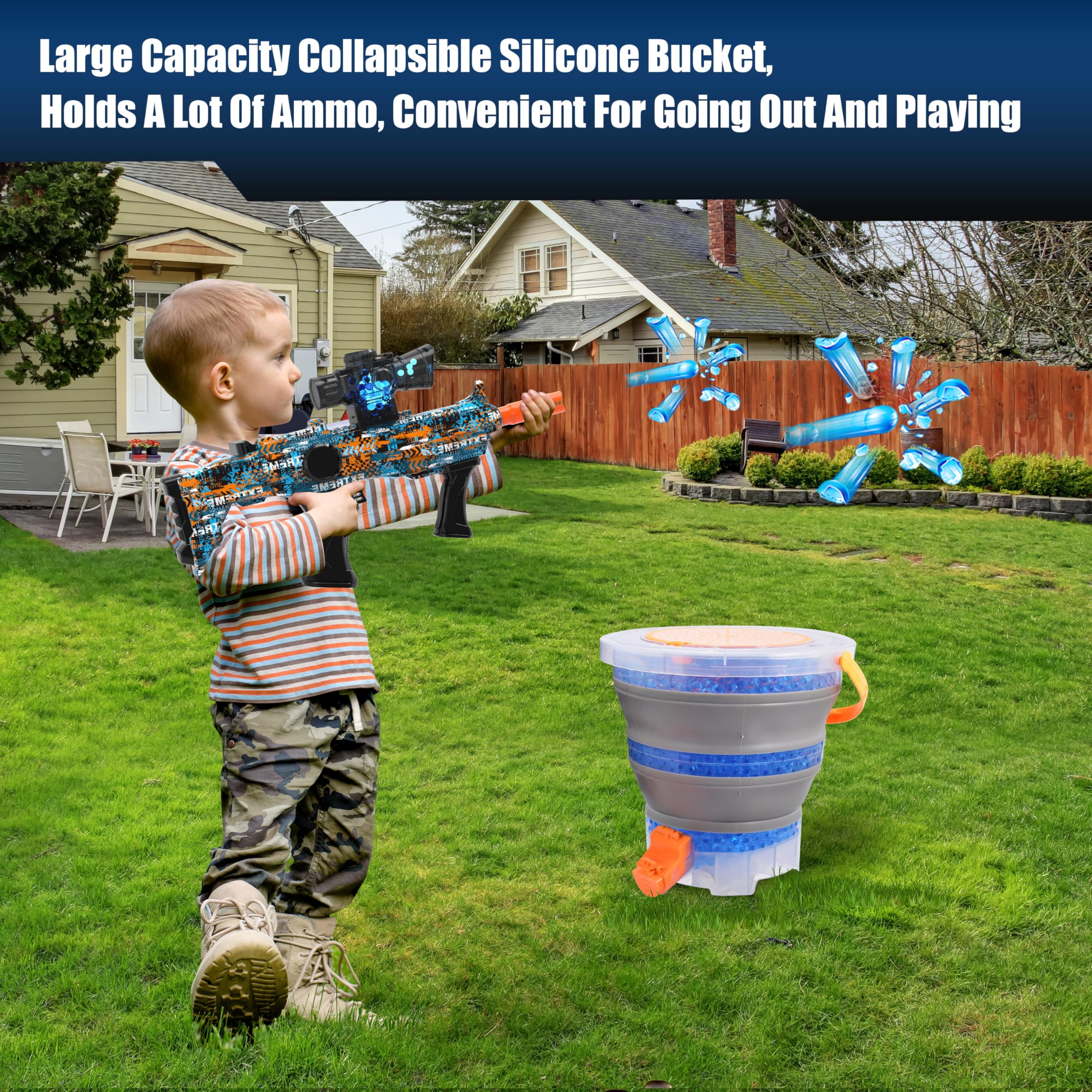 TANSAR gel ball bucket showcasing 10k capacity for large skirmishes.