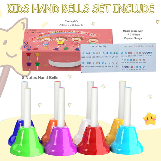TantivyBo handbells with songbook included for easy tune learning.
