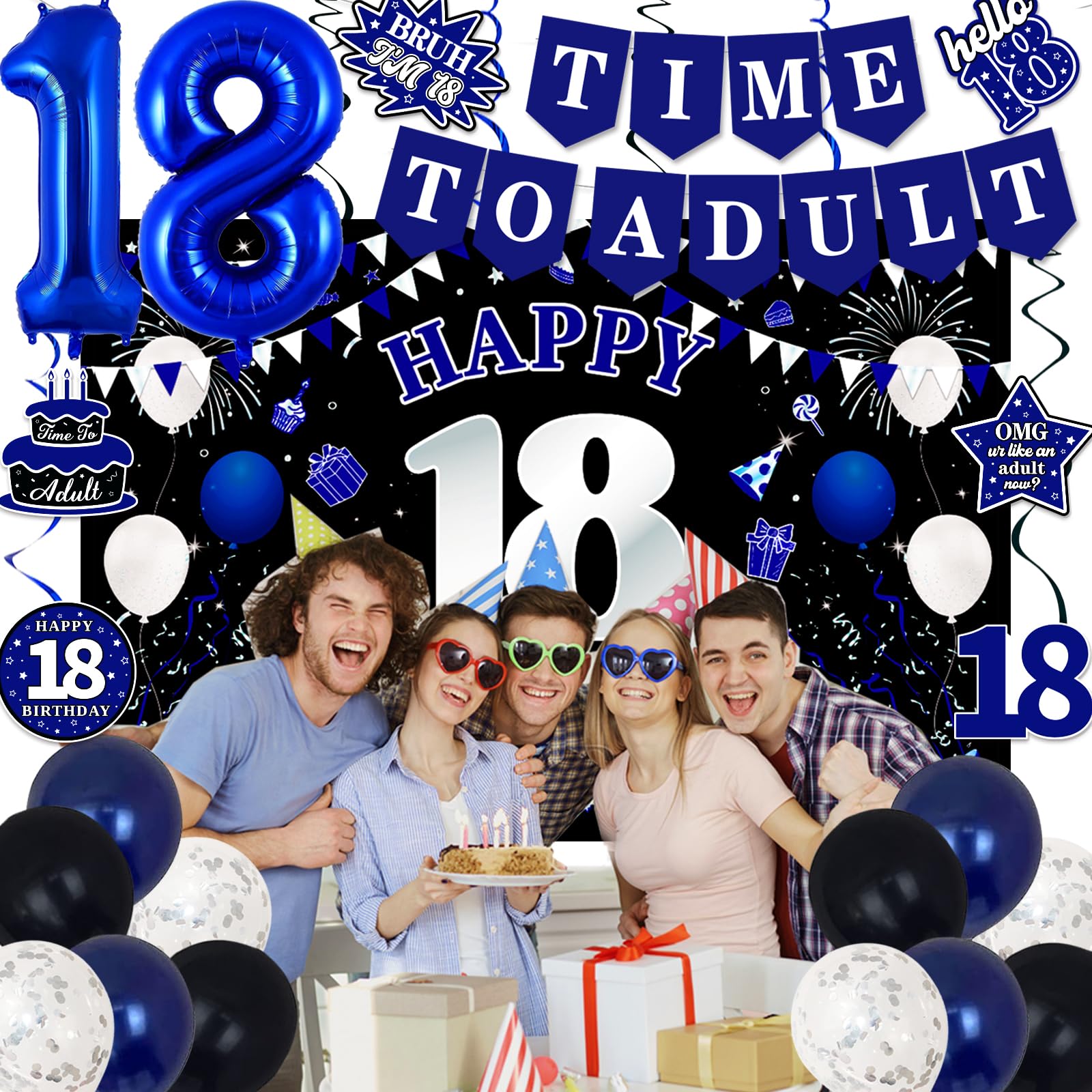TAOTOSUNE Blue black silver balloons set for edgy party decor