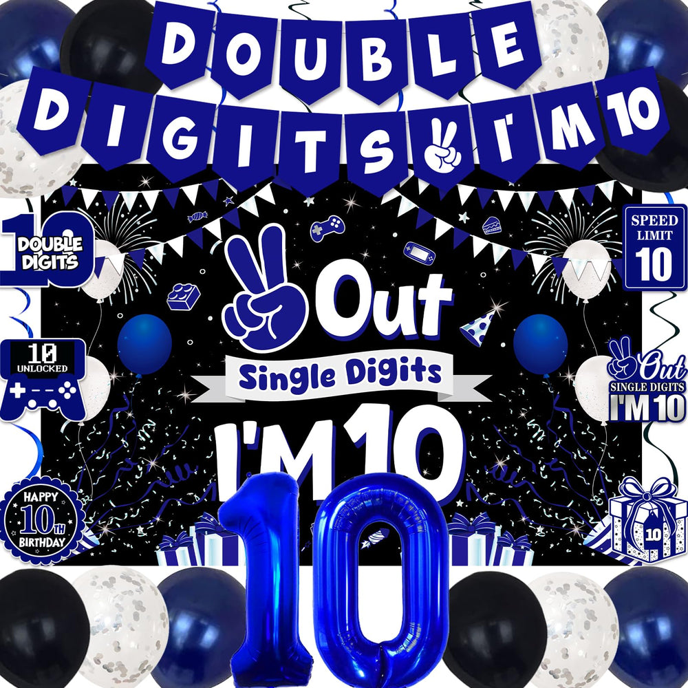 TAOTOSUNE blue double digits I'm 10 banner for a bold birthday backdrop