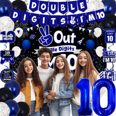 TAOTOSUNE Out Single Digits I'm 10 backdrop in blue and black