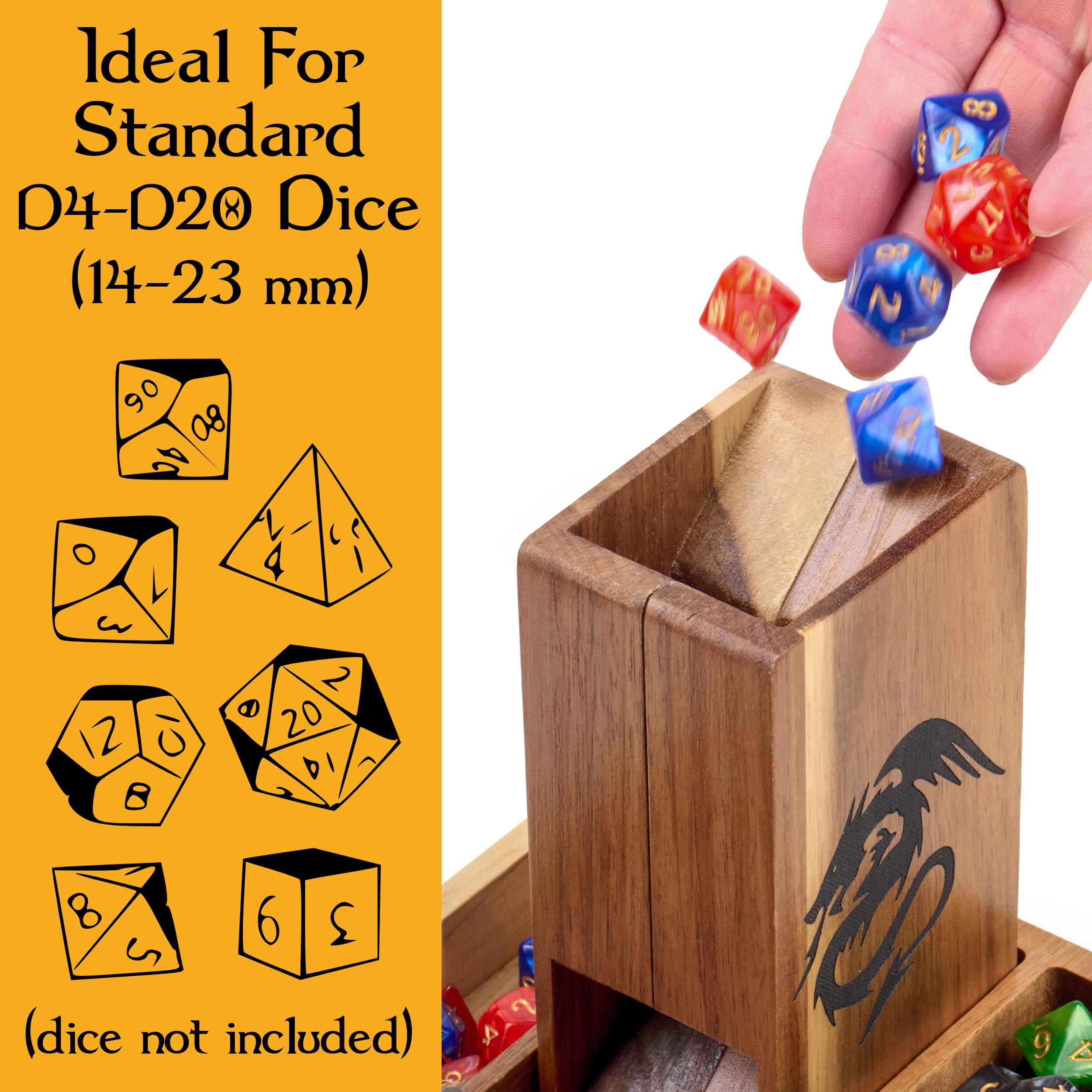 Tapeera spacious 9x6 inch dice tray ready for multiple dice.