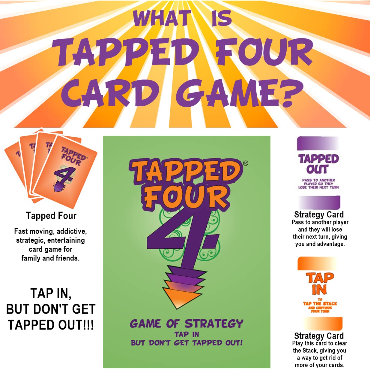 Tapped Four players tapping cards to gain edge
