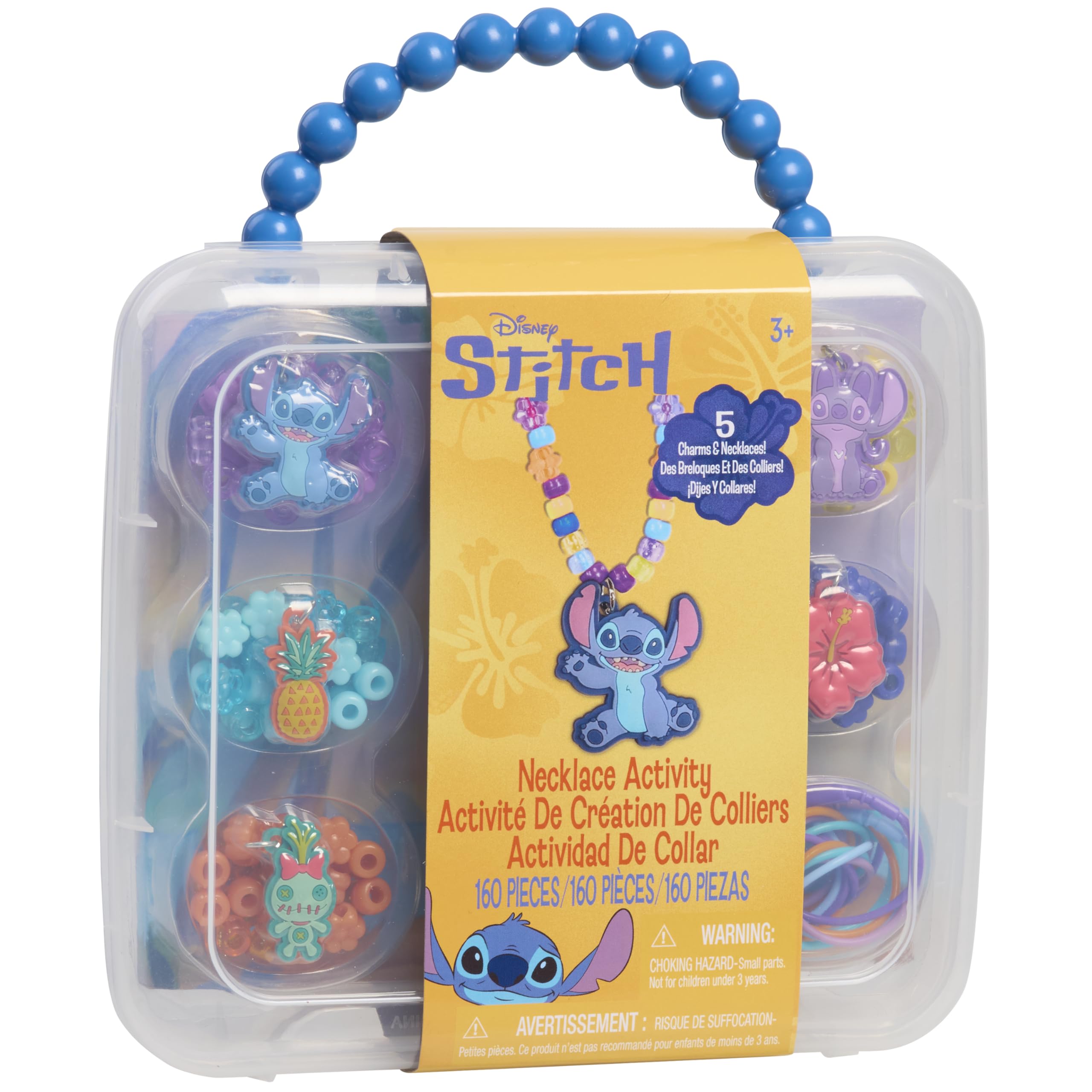 Tara Toys Stitch beads and charms on a necklace for imaginative crafting.
