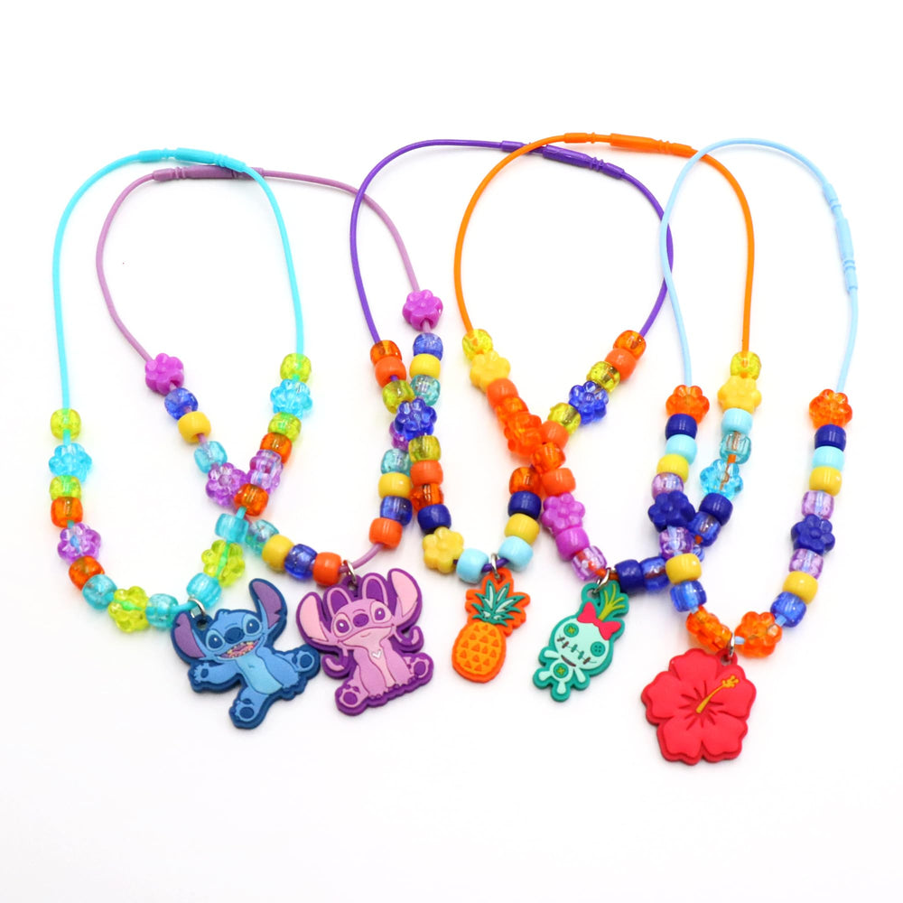 Tara Toys Stitch final necklace look with vibrant patterns and creativity.