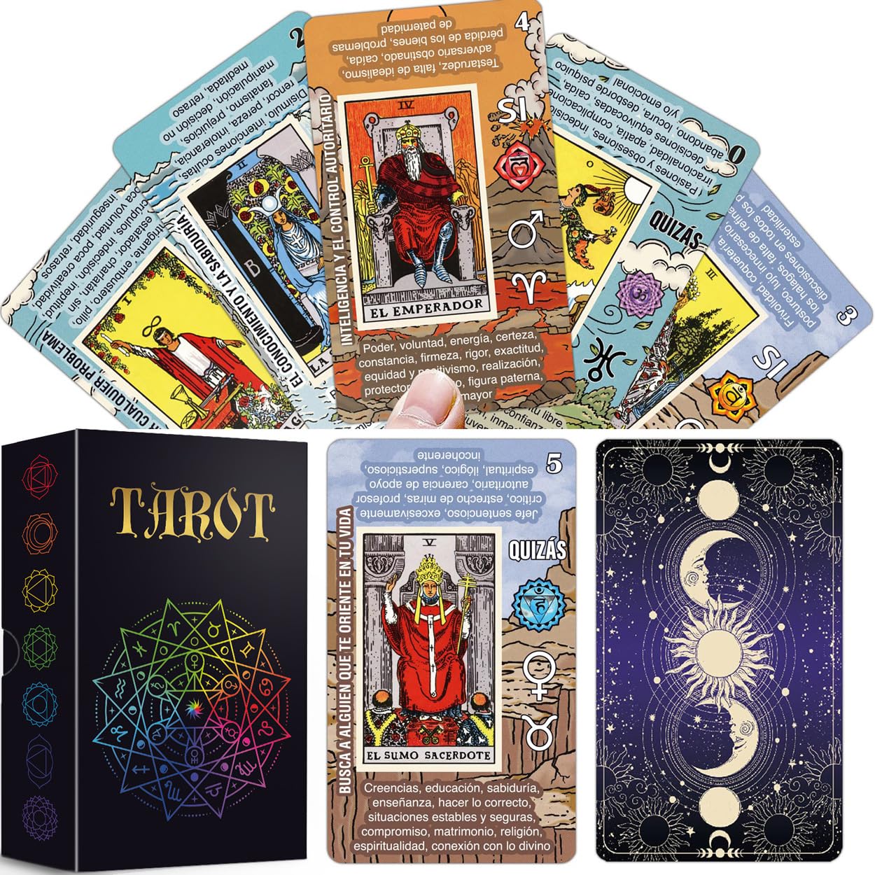 Tarotika classic inspired Major Arcana with elemental backgrounds