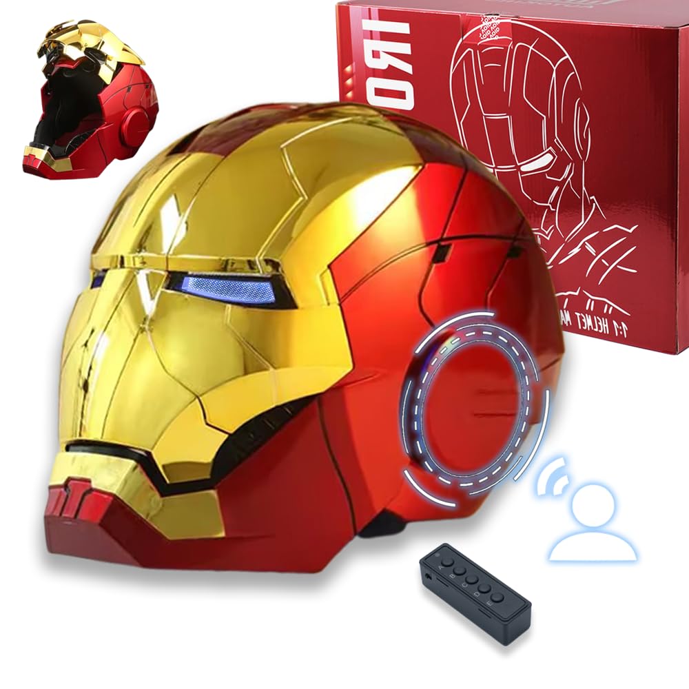 Tarrshiney Mark 5 helmet with gold finish, ideal for immersive cosplay.