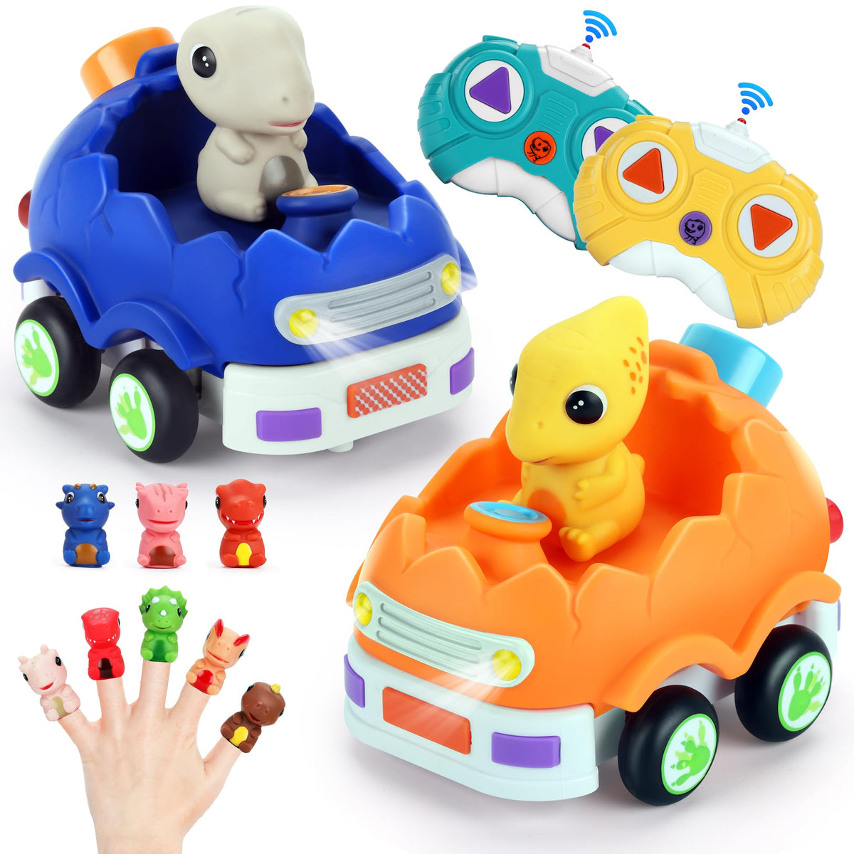 taseyok dinosaur egg RC car with bright LEDs ready for dino races.