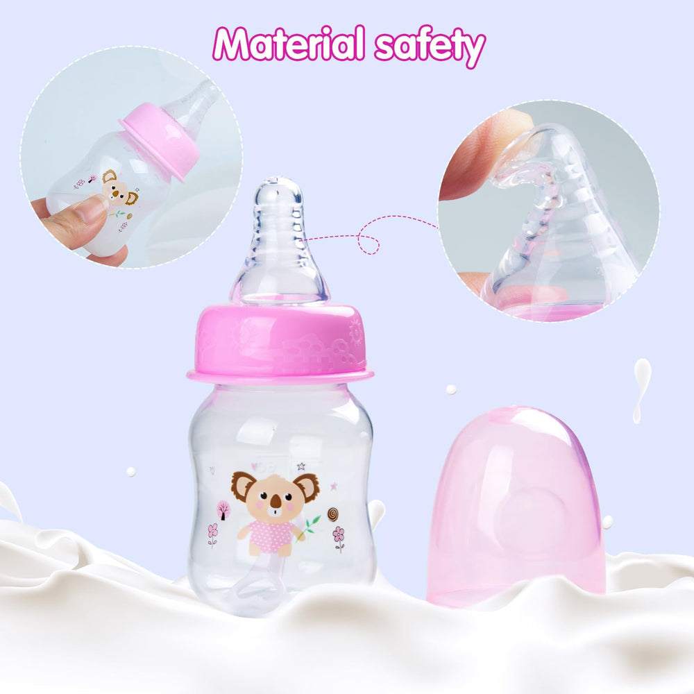 TatuDoll feeding bottles closeup with measurement marks