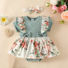 TatuDoll floral romper closeup showing print and snap closure