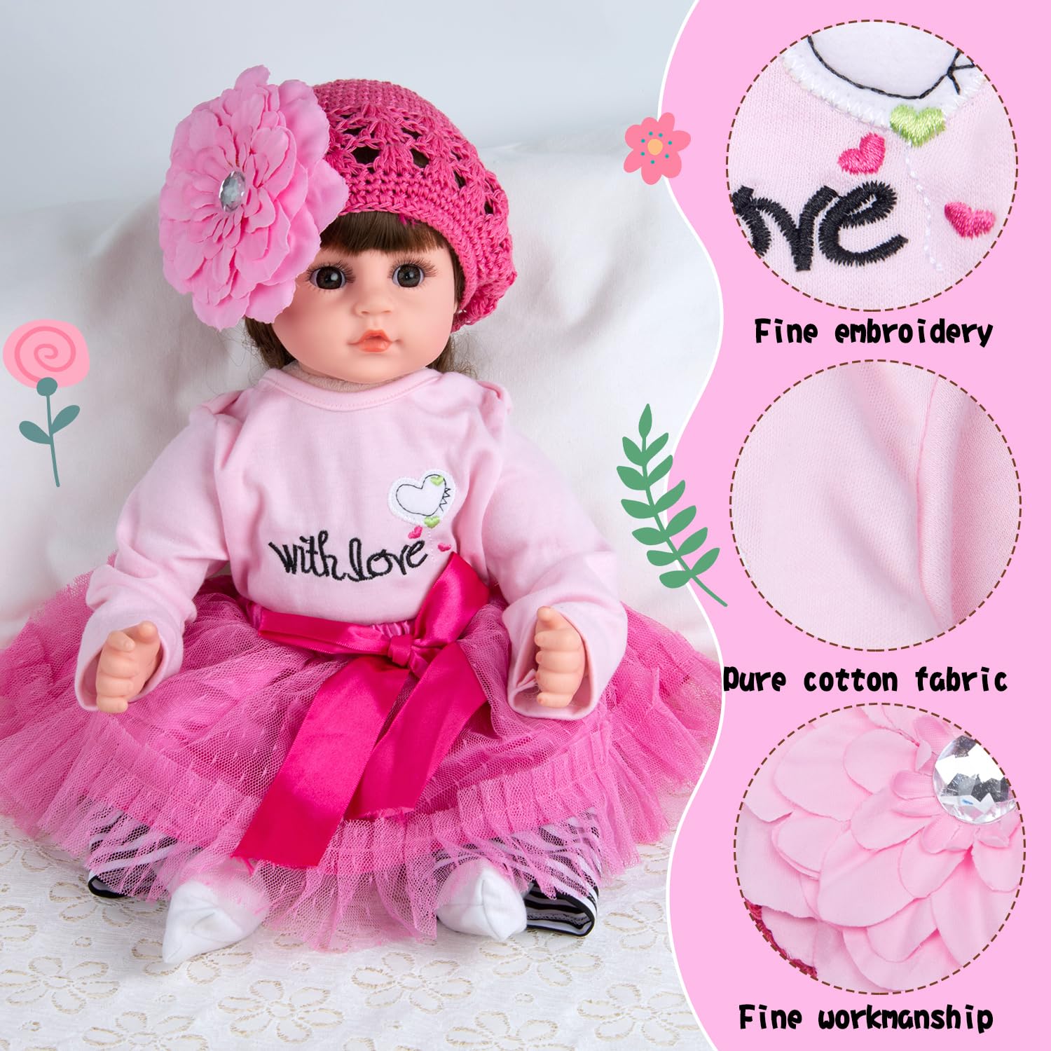 TatuDoll pink long-sleeve bodysuit for a soft doll base layer.