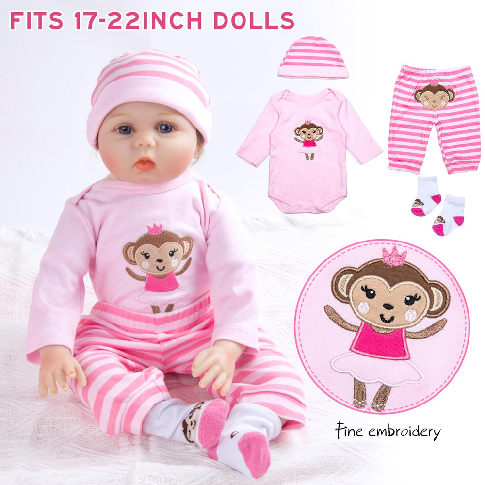 TatuDoll pink stripe hat completes the monkey-themed outfit