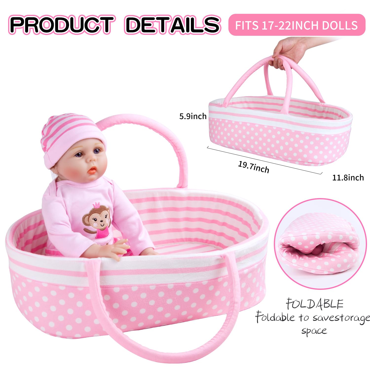 TatuDoll pink stripe monkey bodysuit enhances realism for dolls