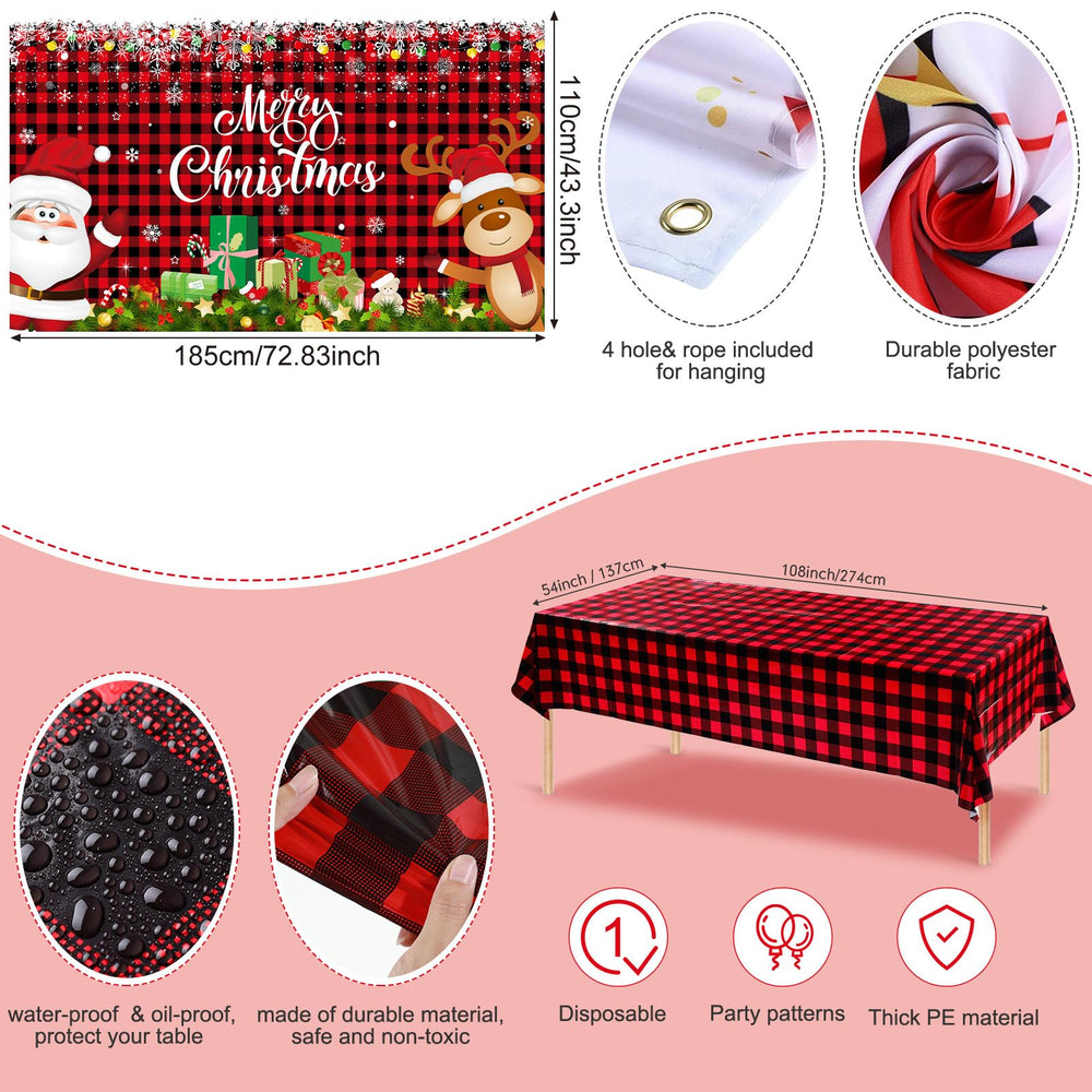 Tatuo plaid tablecloths protect surfaces and add style.