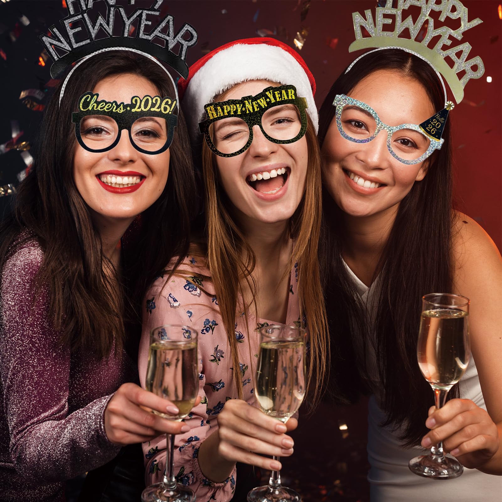 Tawecrew gold and grey New Year glasses for playful selfies