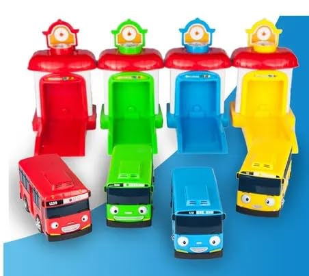 Tayo bus garage scene presents storage and imaginative setup for playtime.