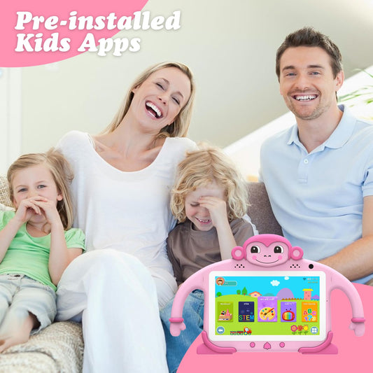 Tbltaca Kids Tablet 7 back view shows durable design for daily use.