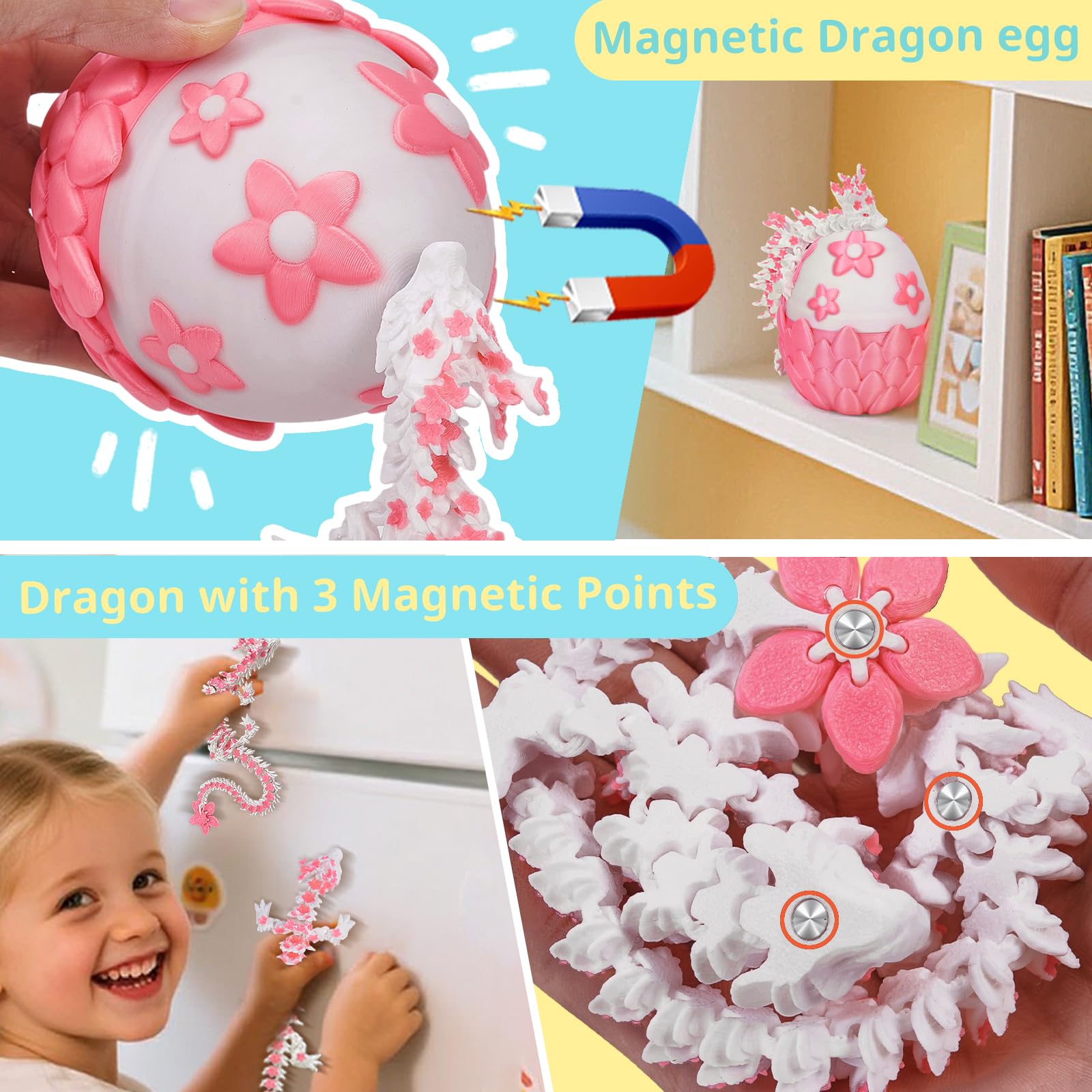 TBOLINE Pink Dragon with 30+ movable joints for creative storytelling.