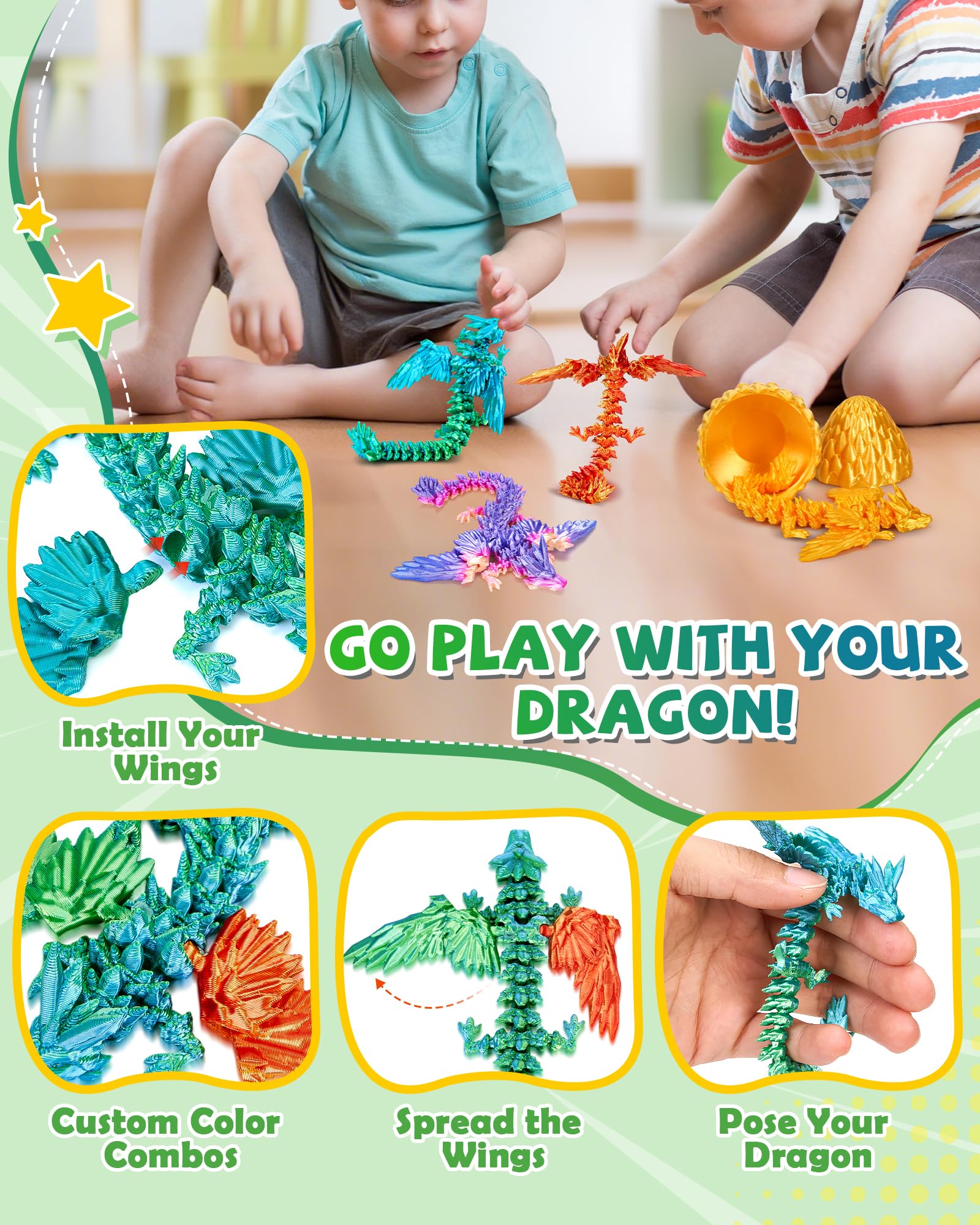 TBOLINE removable wings enable mix-and-match dragon design and hands-on fun