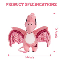 TCBunny pink dinosaur plush with embroidered eyes for safety