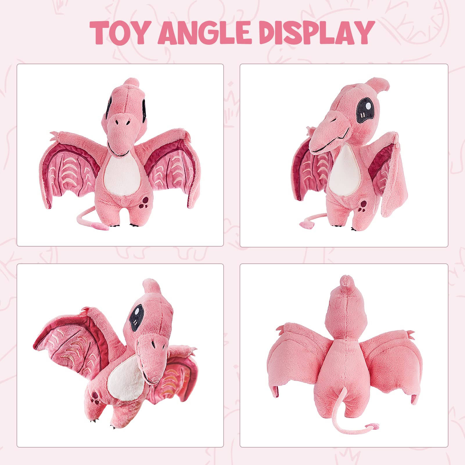 TCBunny pink dinosaur plush surface washable for easy cleaning