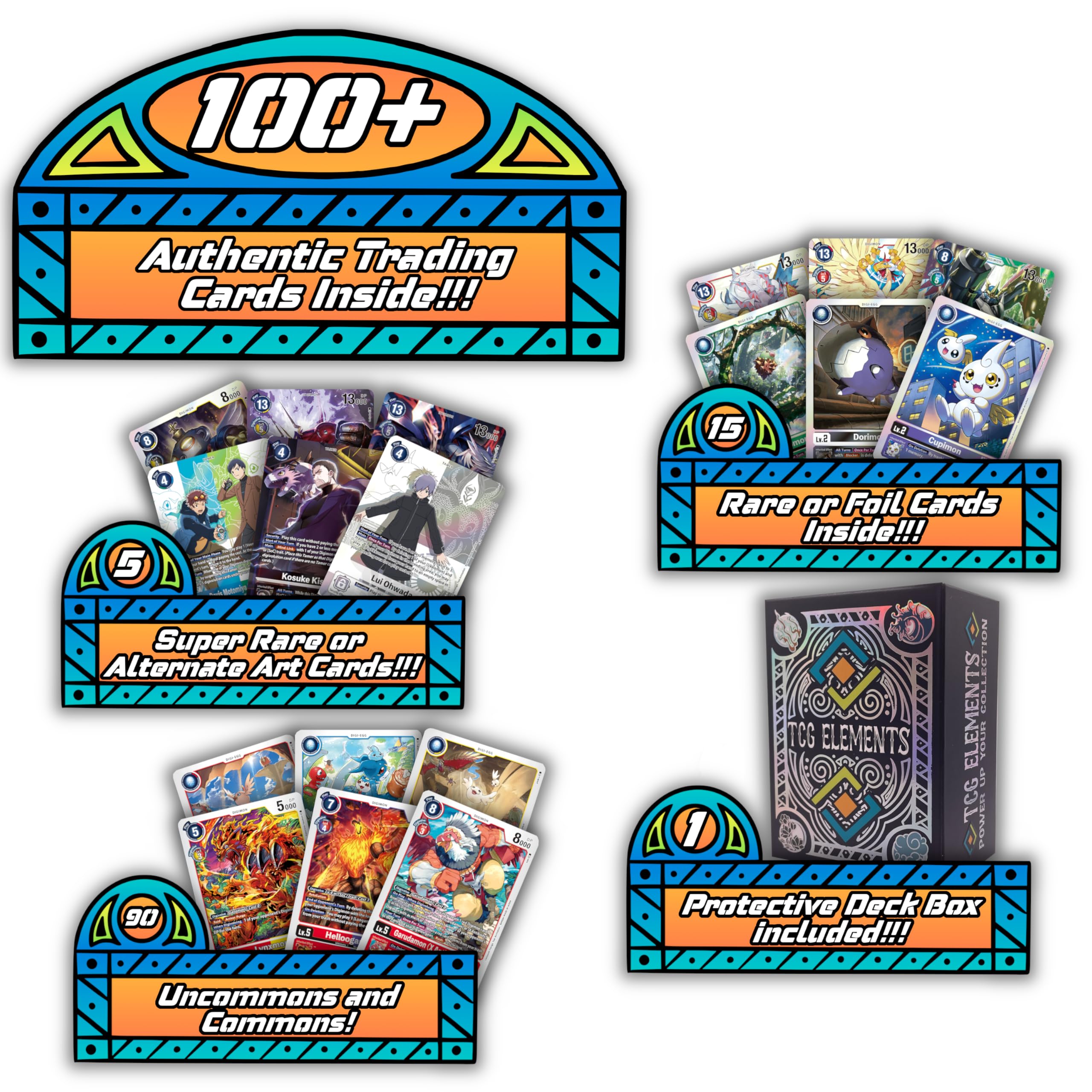 TCG Elements Digimon Ultra Rare Starter Bundle back view highlights design for easy organization