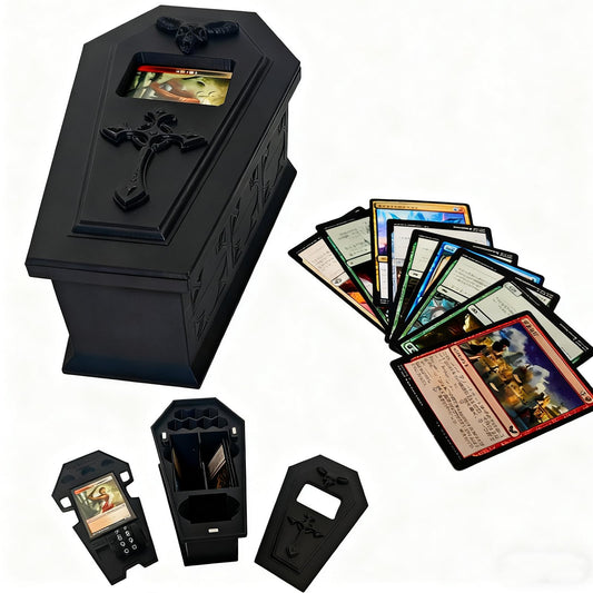 TCGADVN premium coffin deck box with front display window showing cards securely