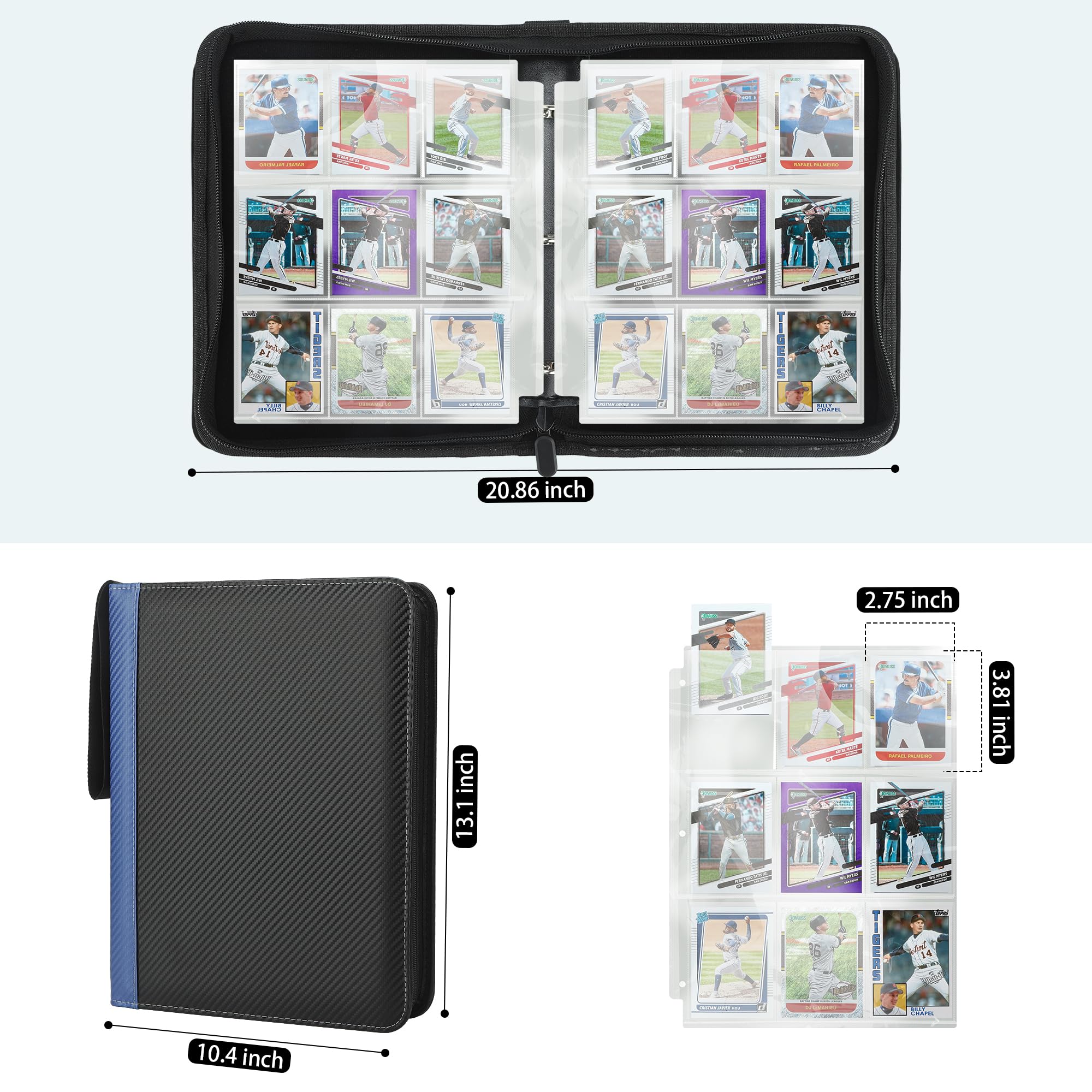 TCGUARD 50-pages binder sheets enable easy expansion and organization.