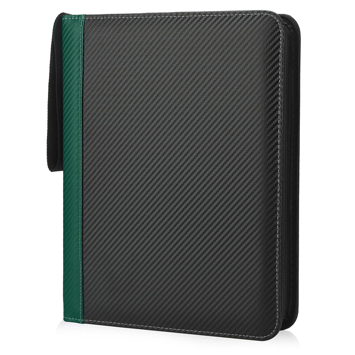 TCGUARD 9-pocket binder with green cover keeps cards neatly organized on the go.