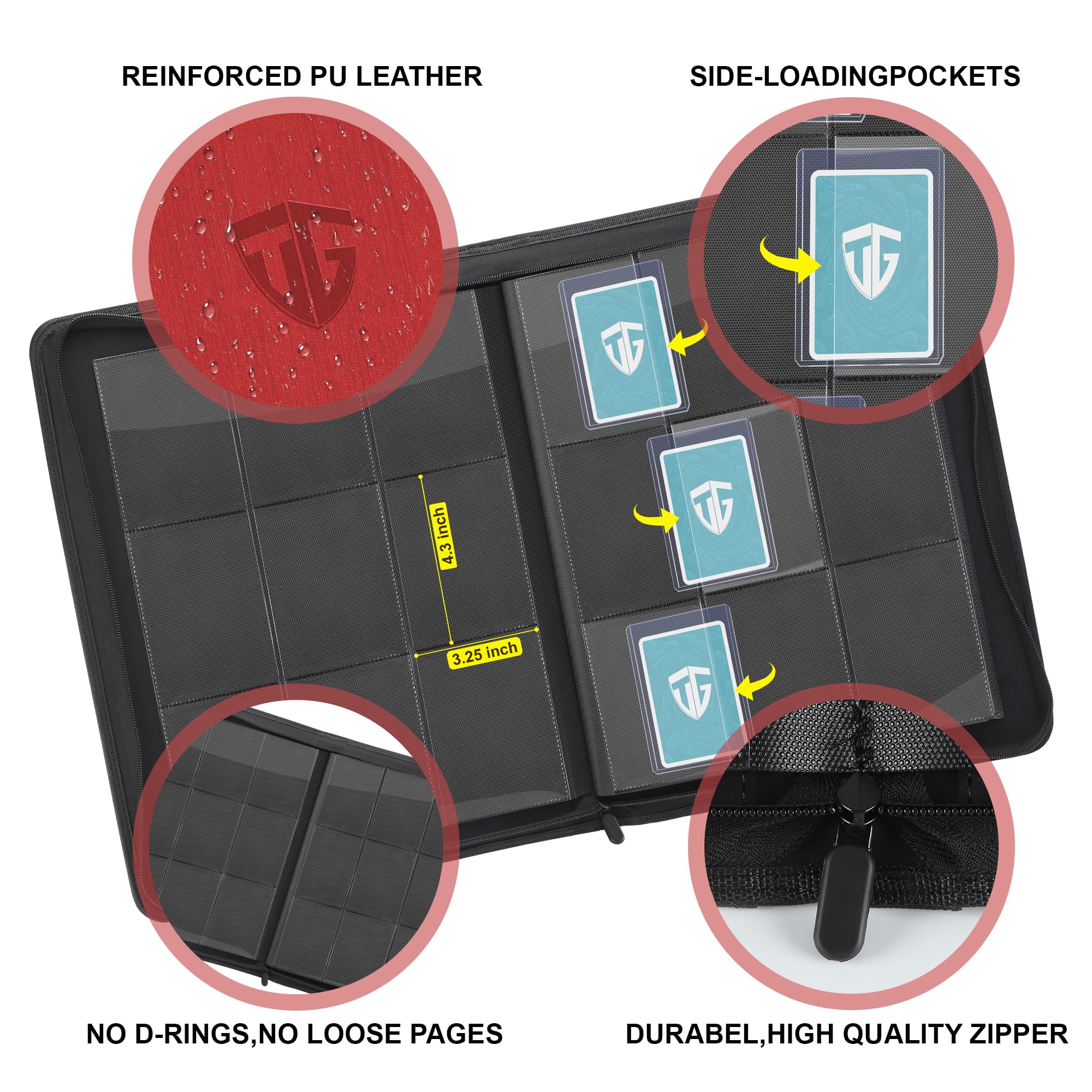 TCGUARD 216-card capacity binder for MTG, Pokémon, and more.