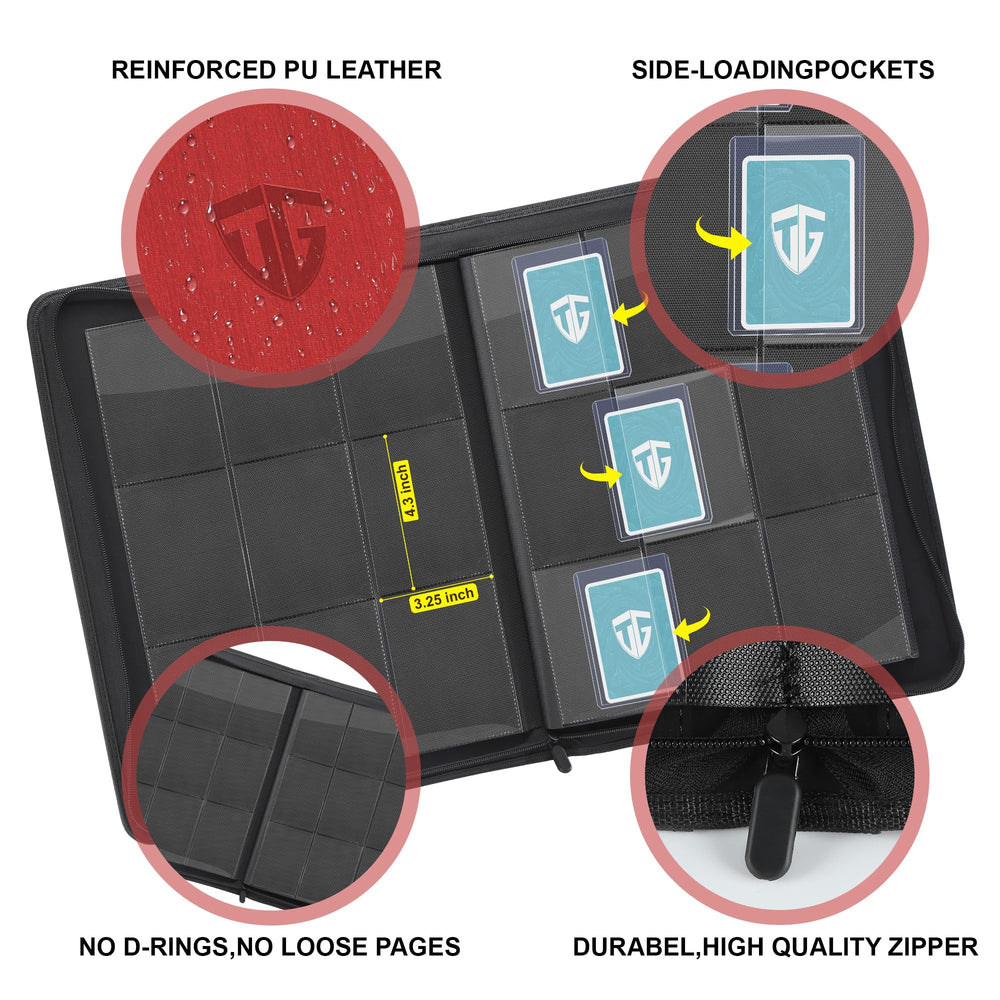 TCGUARD 216-card capacity binder for MTG, Pokémon, and more.