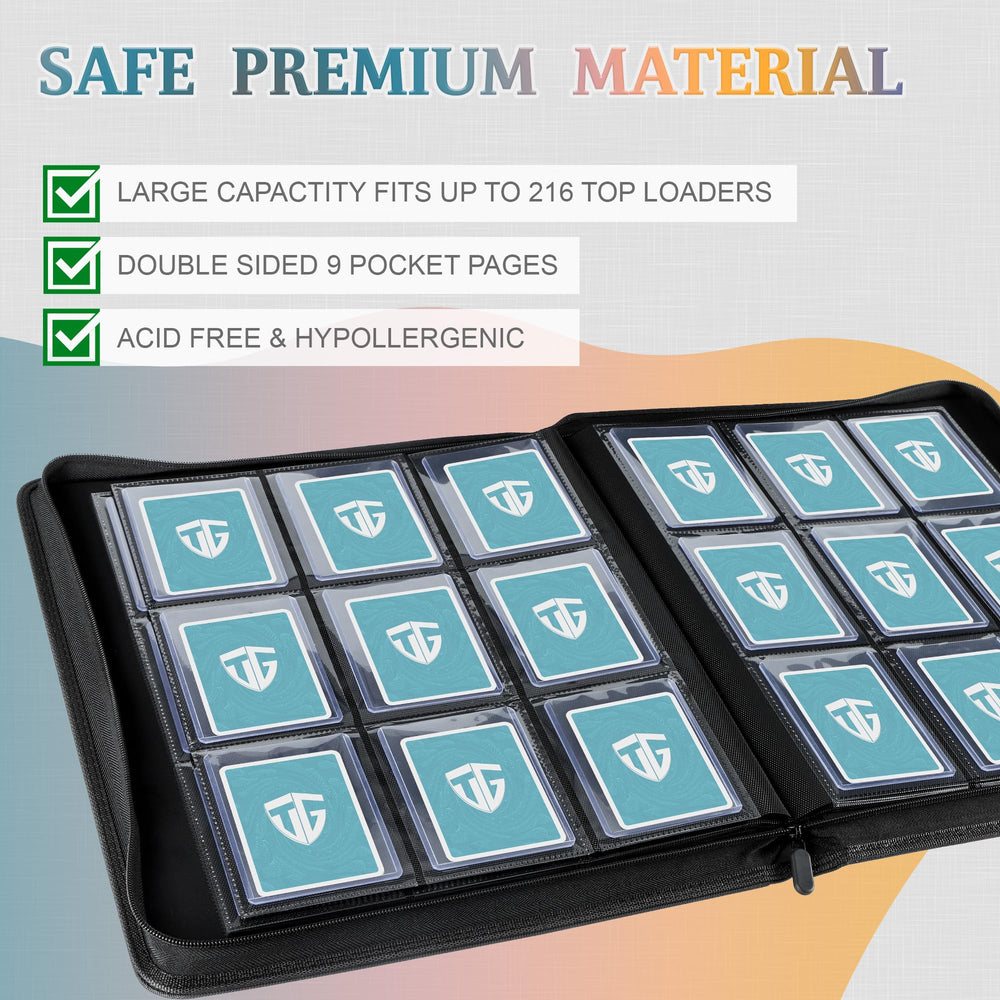 TCGUARD binder spine view highlights durable construction for easy transport.