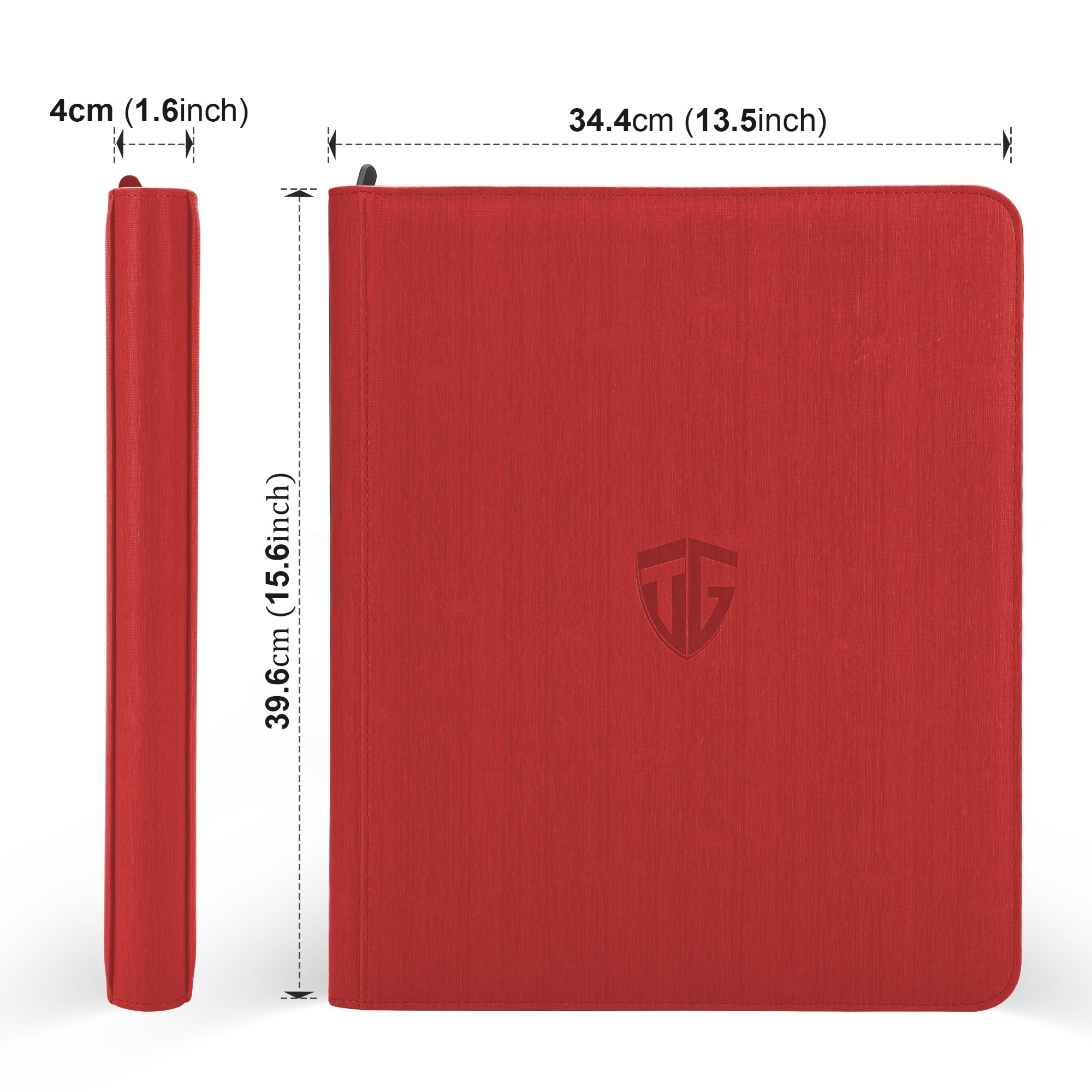 TCGUARD binder red with zip closure keeps cards secure during transport.