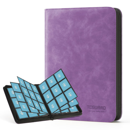 TCGUARD purple binder with zipper and soft PU shell protects cards on the go