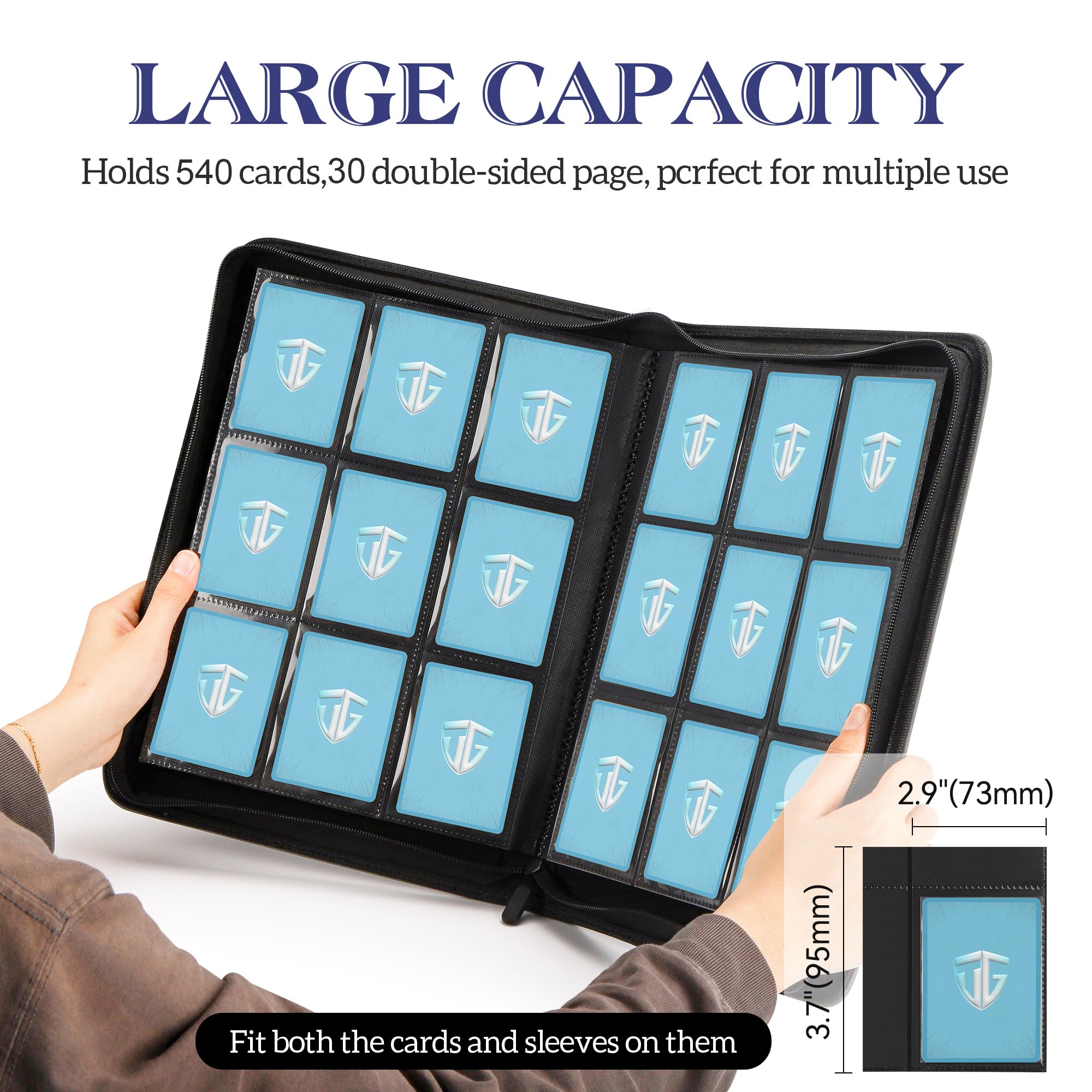 TCGUARD zipper and PU leather cover protects cards on the go