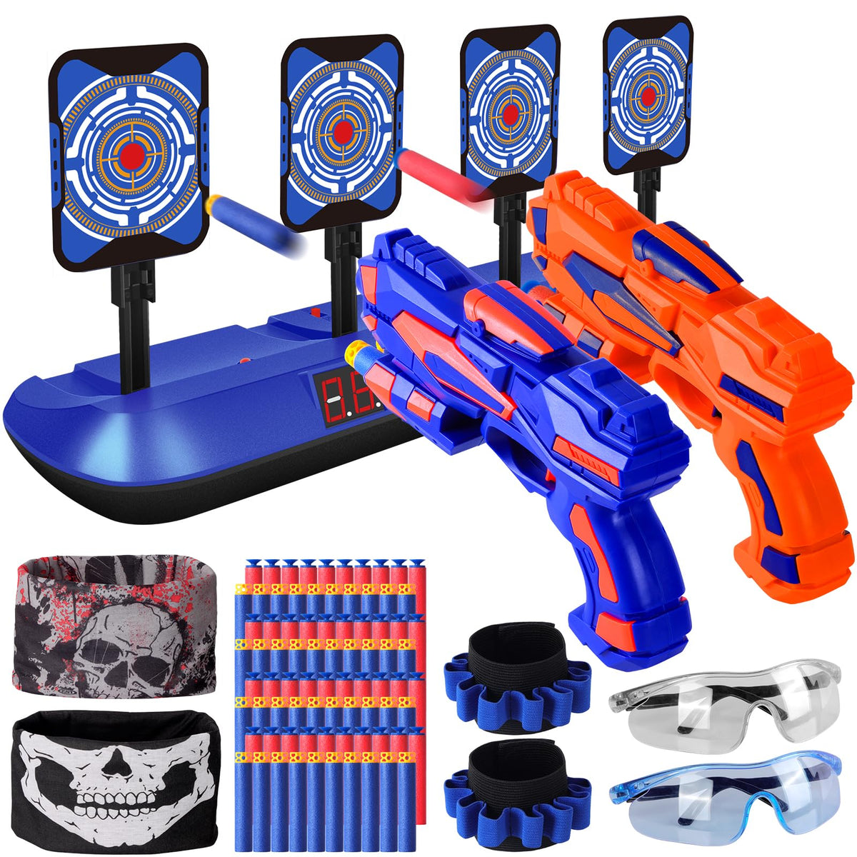 TCSPOTO 2-pack foam dart guns with digital target for engaging at-home play