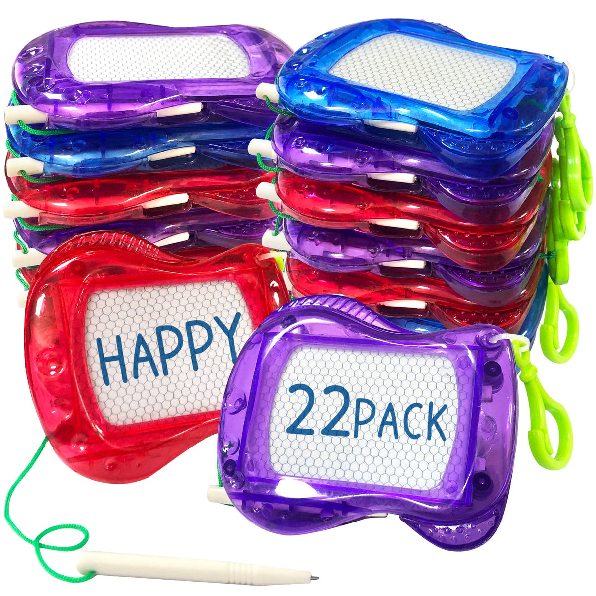 Tcvents 22-pack mini magnetic drawing board set with six colors for creative play.