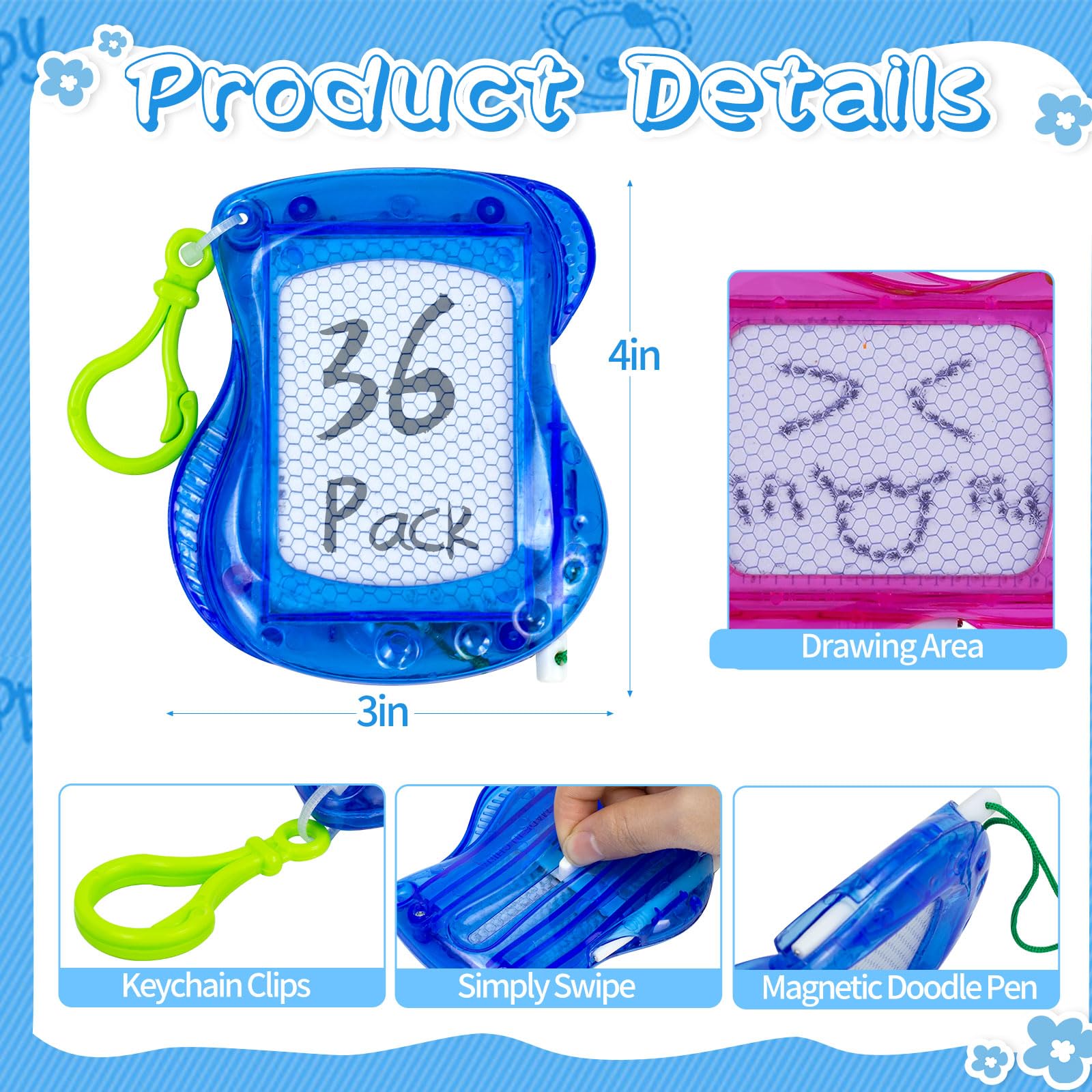 Tcvents magnetic sketch boards set ready for classroom or party favors with reusable surface.